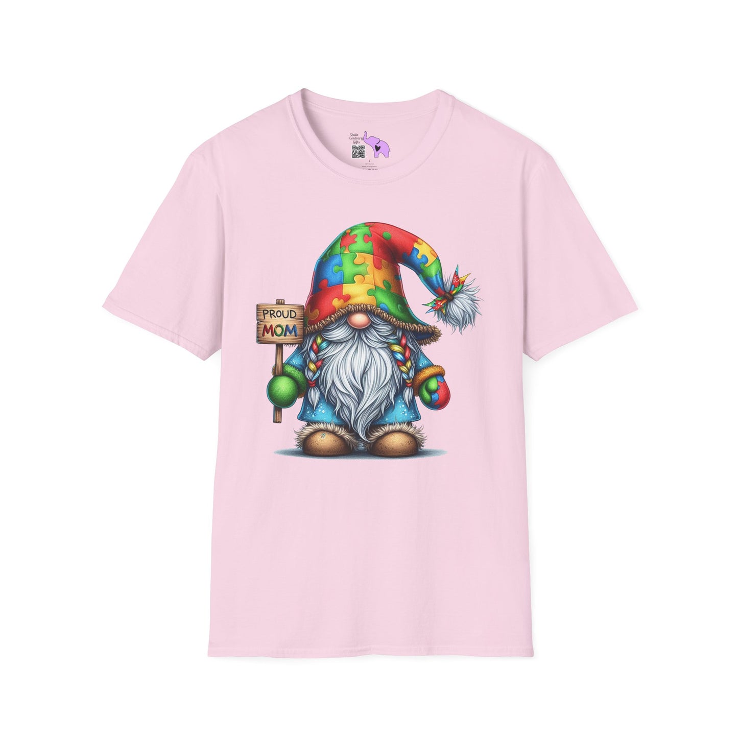 Proud Mom (Autism Awarness Gnome) Adult T-shirt