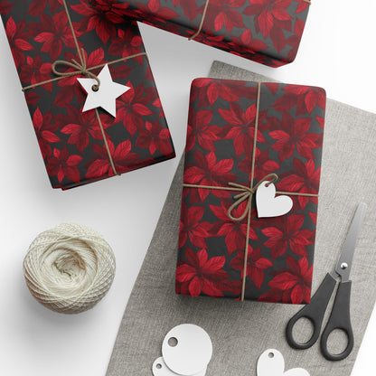 Midnight Poinsettia Garden Wrapping Paper
