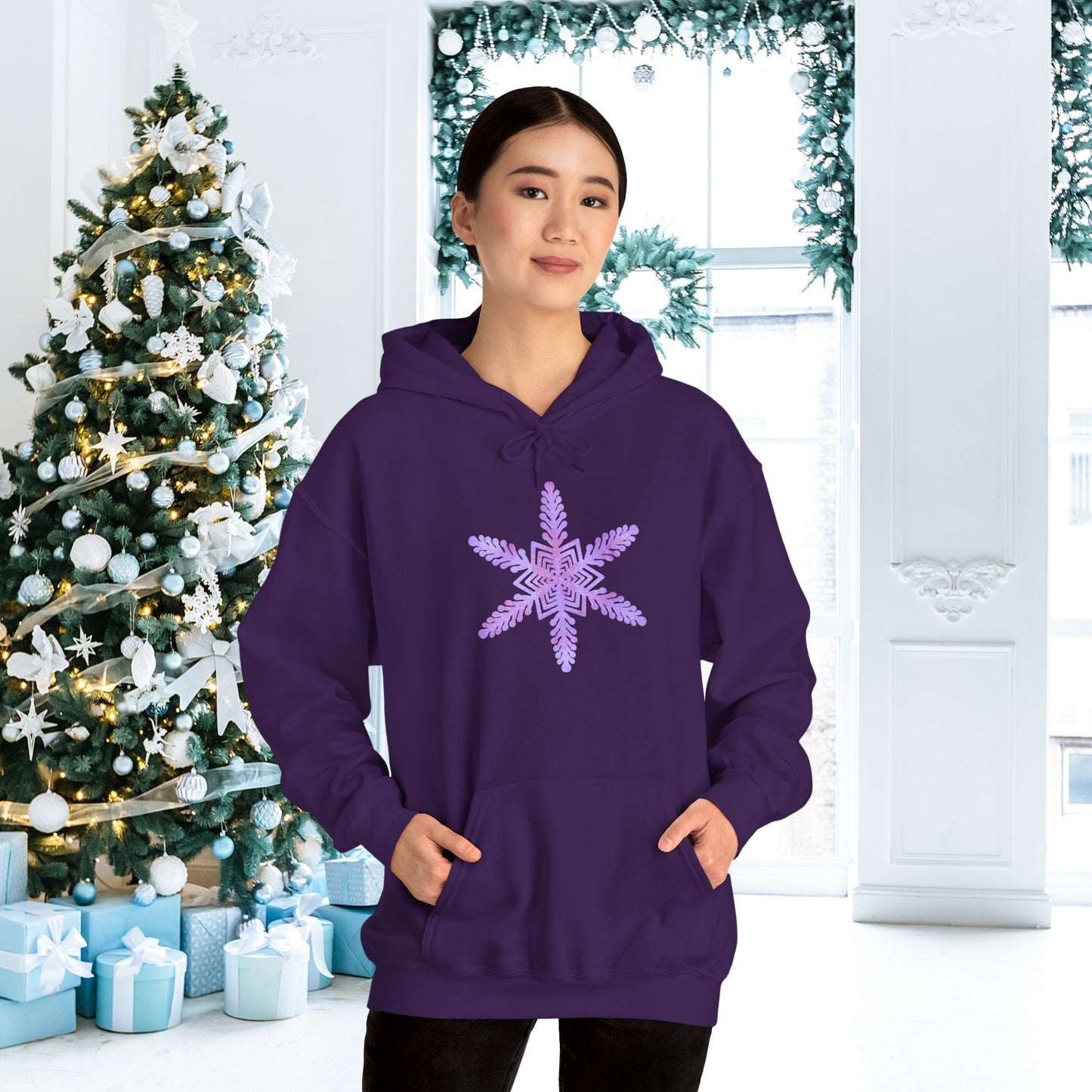 Large Snowflake 2 Adult Heavy Blend™ Hooded Sweatshirt