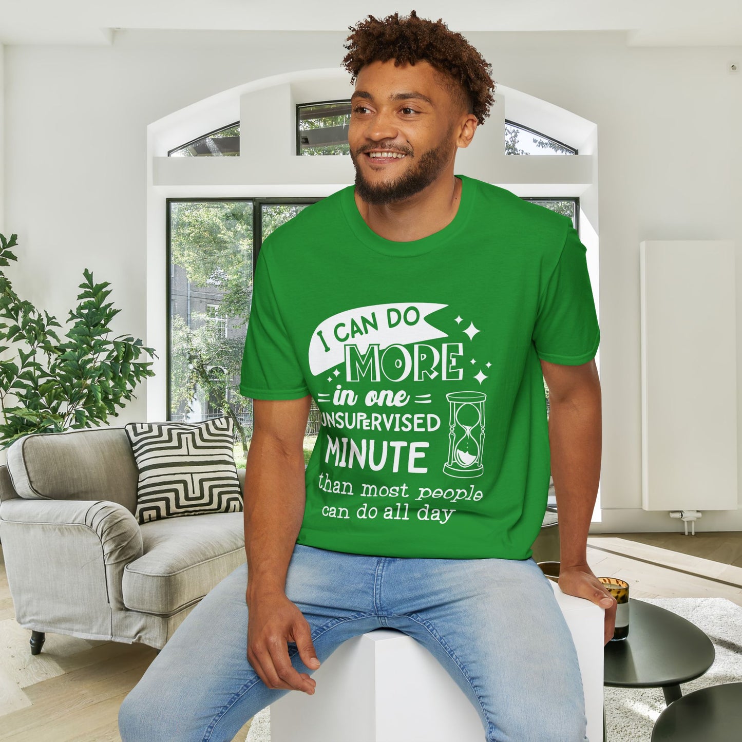 I Can Do More In One Unsupervised Minute... Adult T-shirt