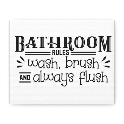 Bathroom Rules Wash Brush & Always Flush Canvas Art