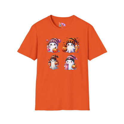 Cute Ghosts w/Pumpkins Adult T-shirt