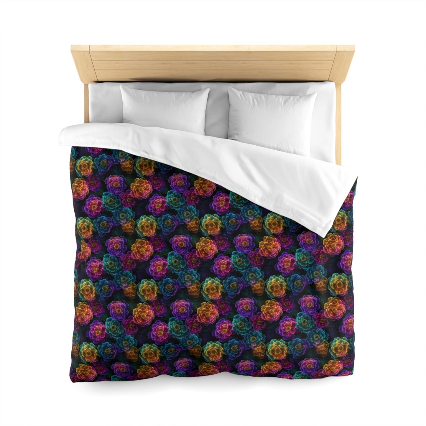 Neon Whisper Blooms Microfiber Duvet Cover