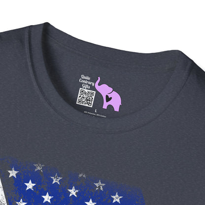 Distressed American Flag w/Dog Tags Adult T-Shirt
