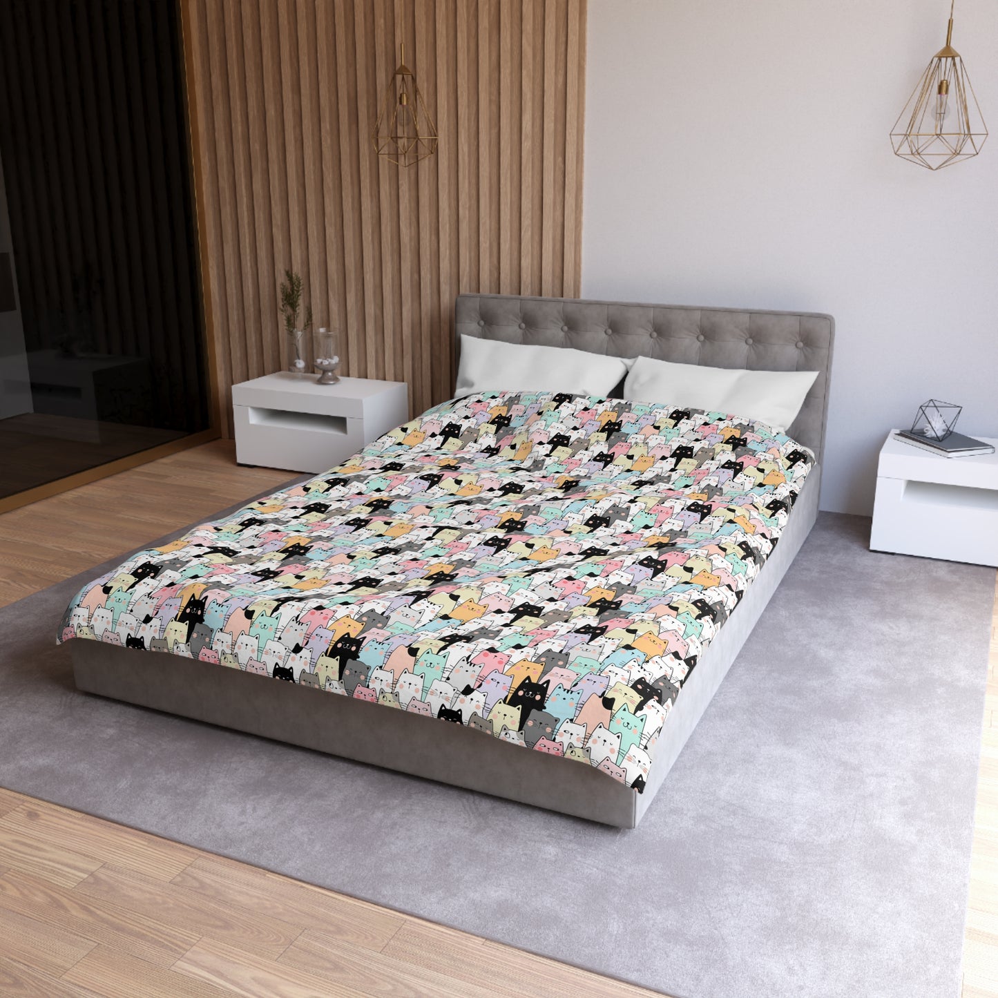 Cartoon Cats Microfiber Duvet Cover