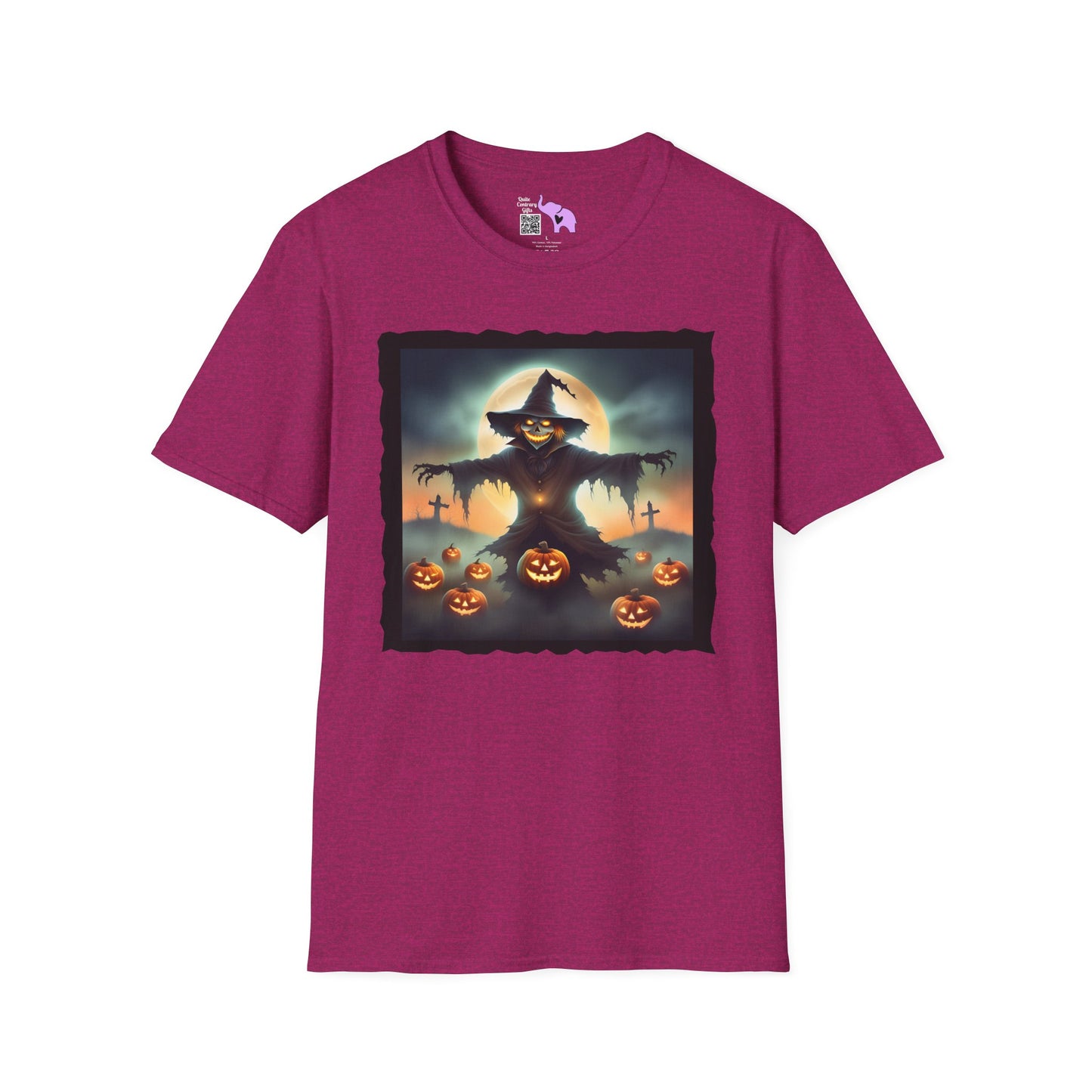 Halloween Scarecrow w/Pumpkins 2 Adult T-shirt