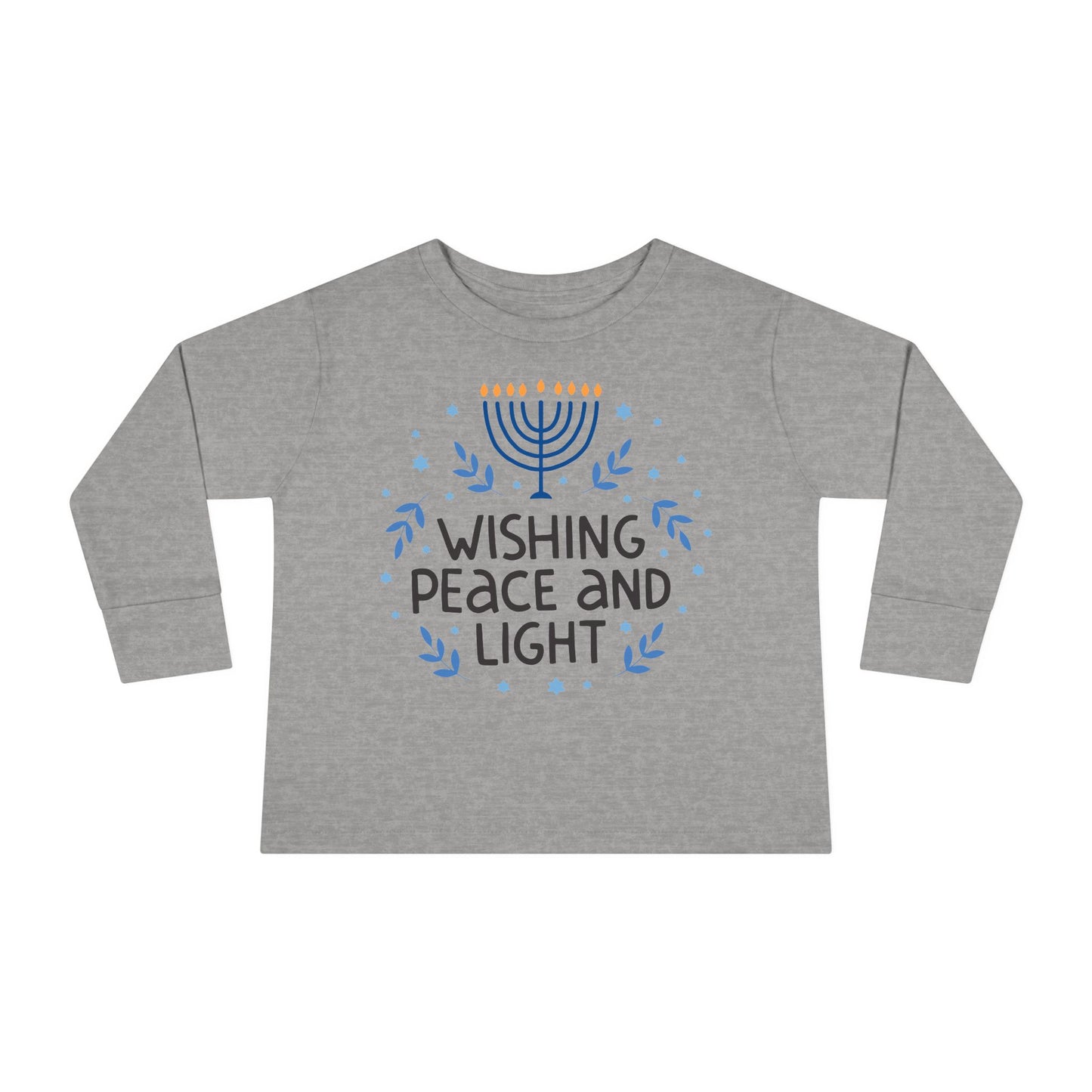 Hanukkah Wishing Peace & Light Toddler Long Sleeve Tee