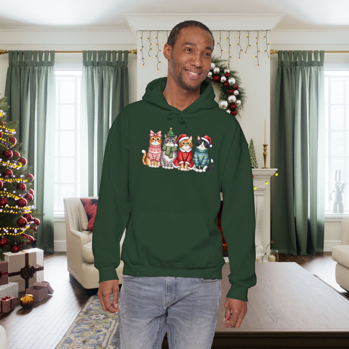 Meowy Christmas Crew Adult Heavy Blend™ Hooded Sweatshirt