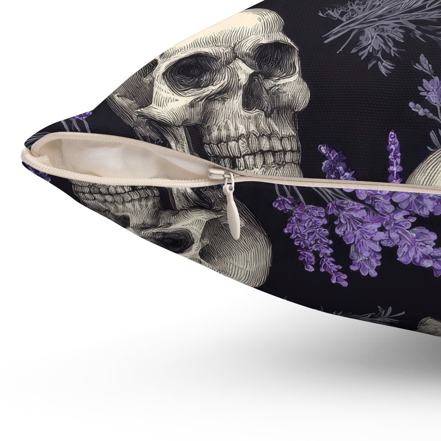 Midnight Lavender Skulls Throw Pillow