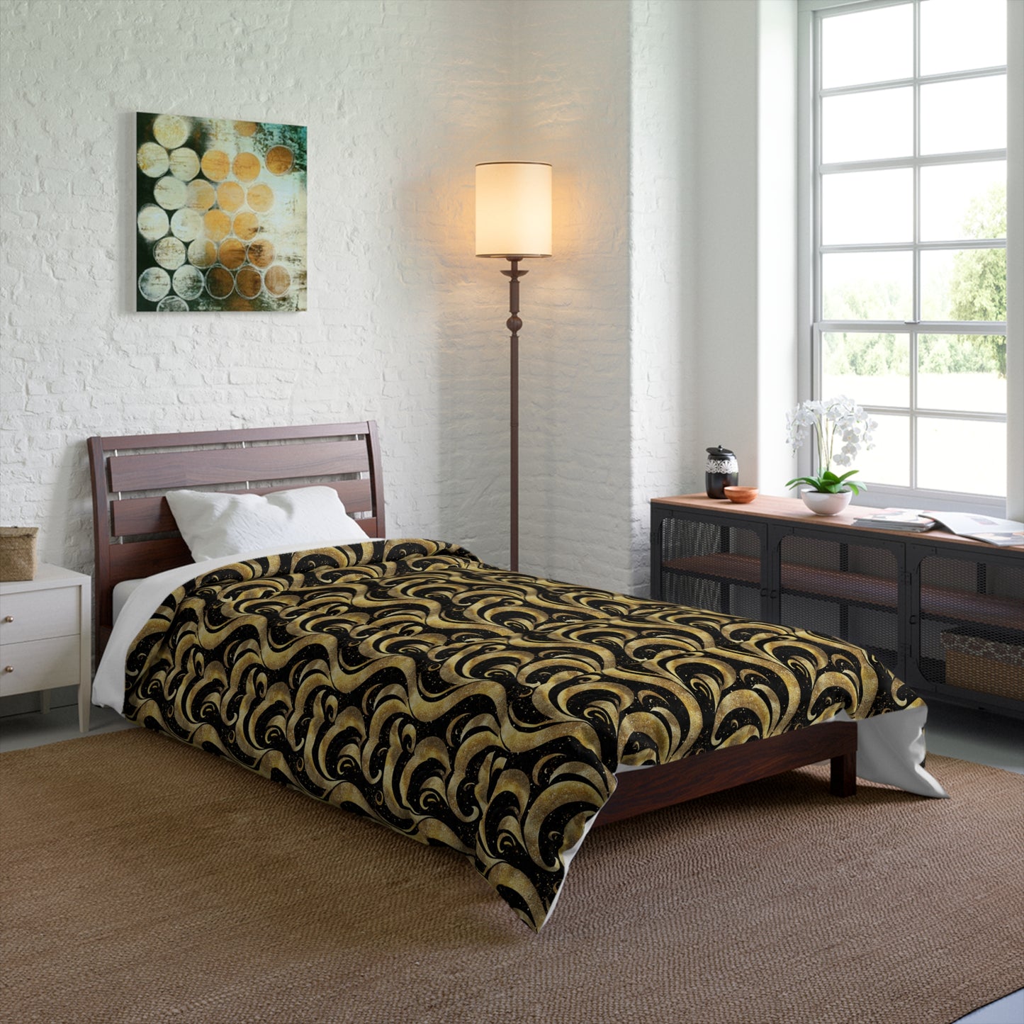 Black & Gold Luxe Swirl Basic Bedding Set