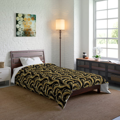 Black & Gold Luxe Swirl Basic Bedding Set