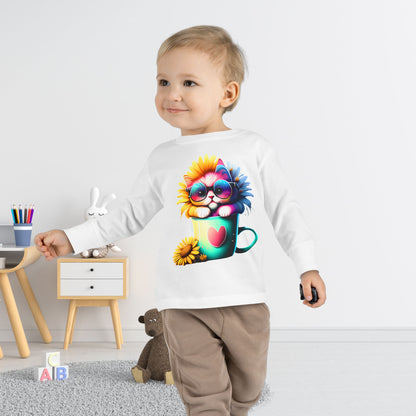 Cool Sunflower Kitten 2 Toddler Long Sleeve Tee