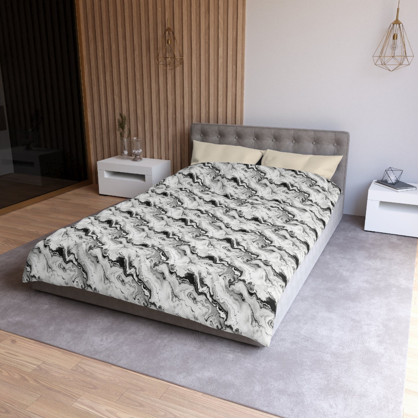 Frost Veil Marble Microfiber Duvet Cover