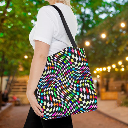 Warped Colorful Checkered Canvas Tote Bag