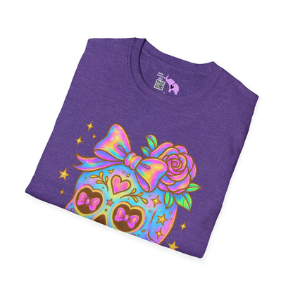 Neon Sugar Skull Adult T-shirt