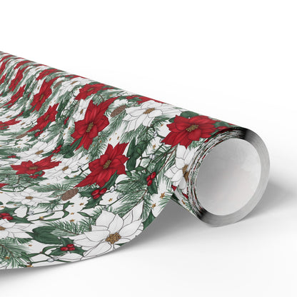 Winter Poinsettia Garden Wrapping Paper