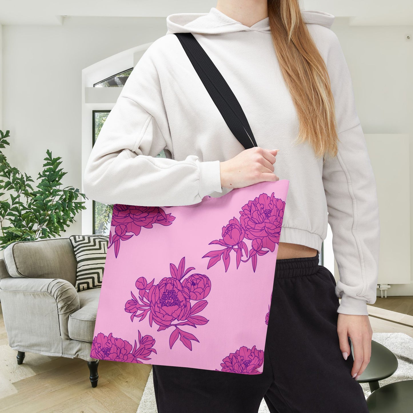 Bubblegum Bloom Peonies Canvas Tote Bag