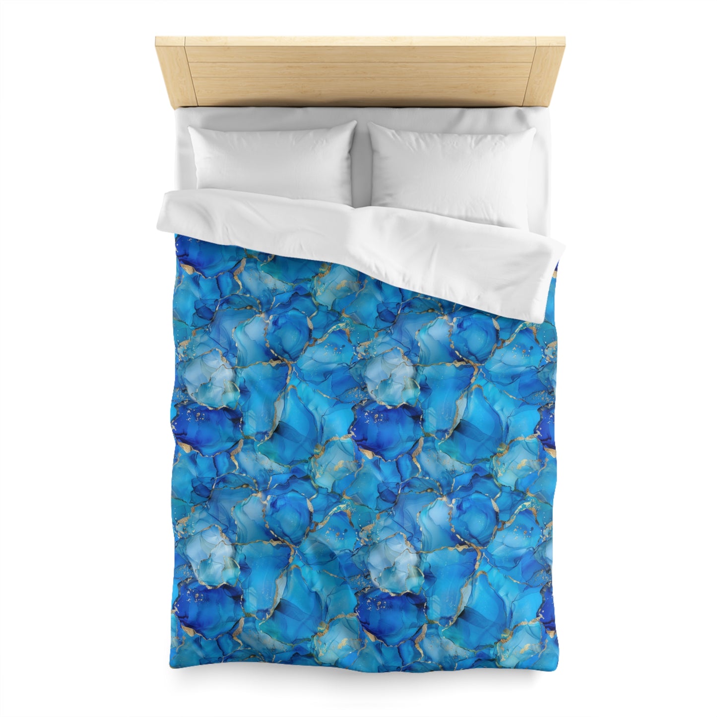 Turquoise Marble Print Microfiber Duvet Cover