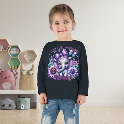 Just A Girl Who Loves Elephants Toddler Long Sleeve Tee