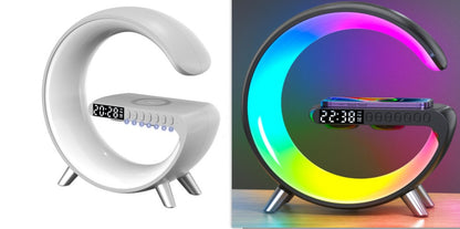 G Shaped LED Lamp Bluetooth Speaker Wireless Charger App Controlled