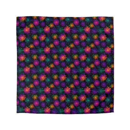 Neon Lotus Blooms Microfiber Duvet Cover