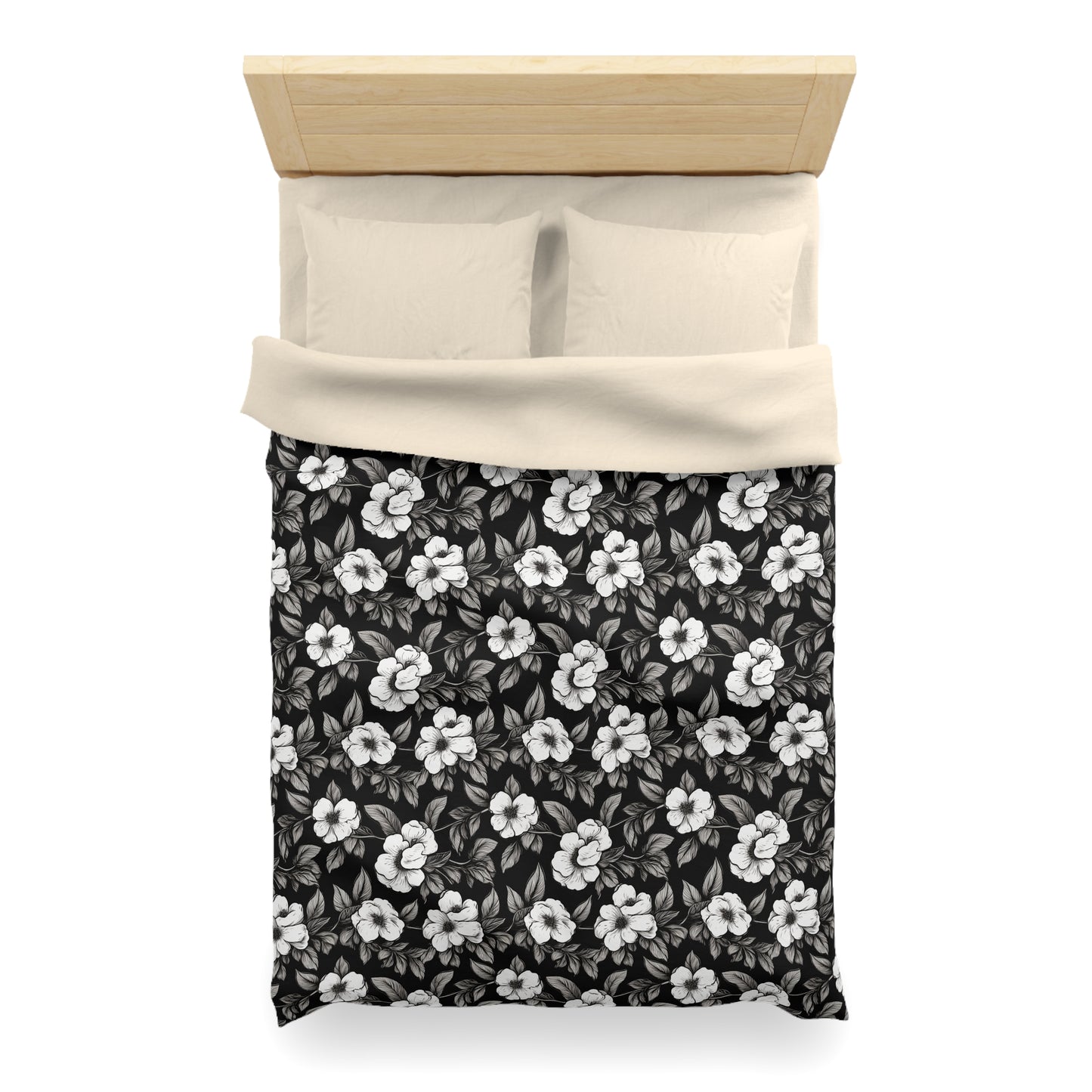 Black & White Daisies Microfiber Duvet Cover