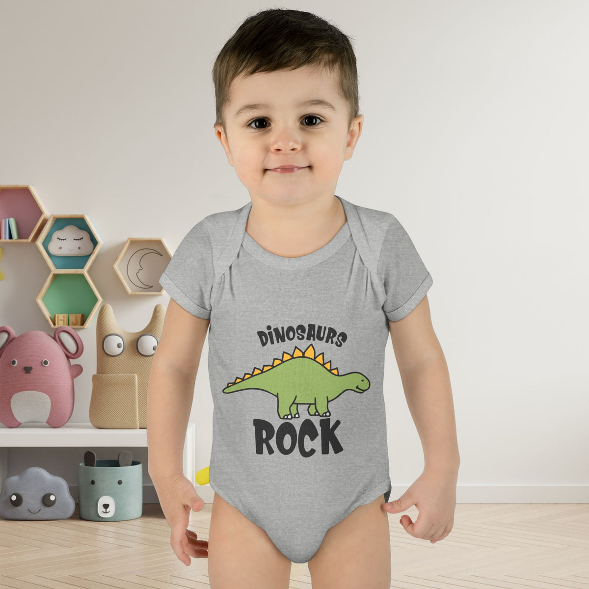 Dinosaurs Rock Baby Rib Bodysuit