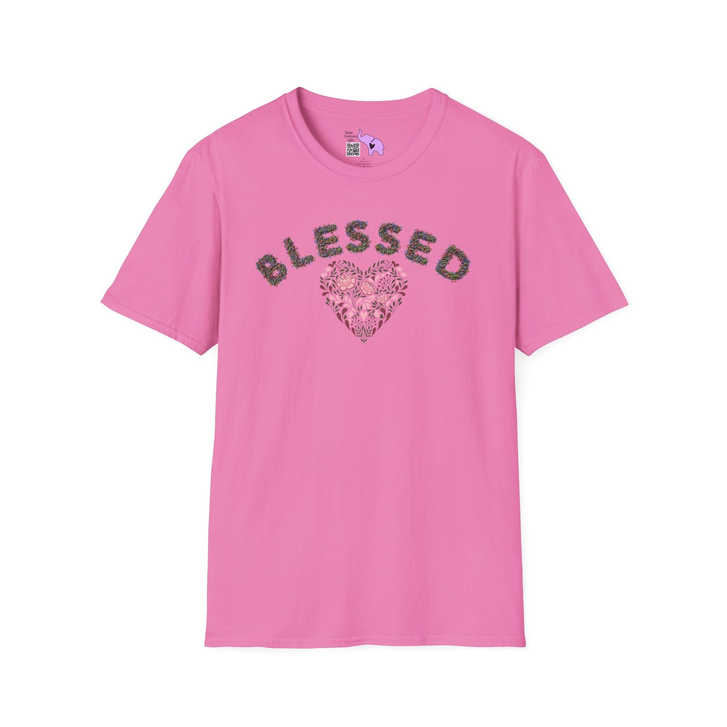 Blessed w/Heart (Floral) Adult T-shirt