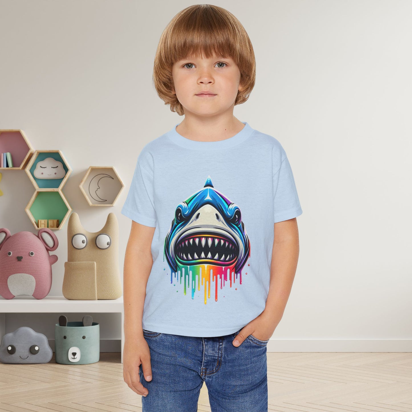 Colorful Shark Heavy Cotton™ Toddler T-shirt