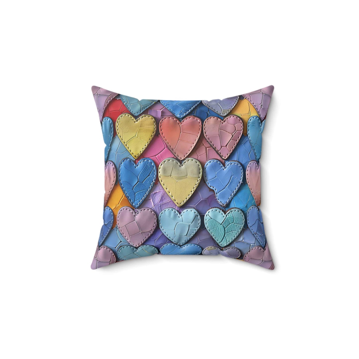 Color Pop Leather Hearts Throw Pillow