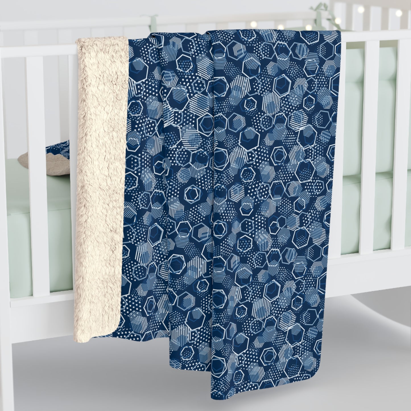 Blue Hexagons Sherpa Fleece Blanket