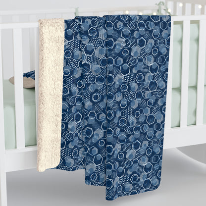 Blue Hexagons Sherpa Fleece Blanket