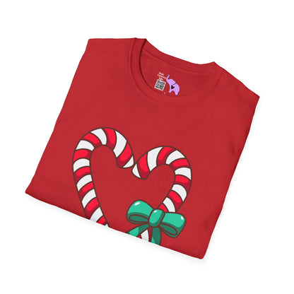 Candy Cane Heart Adult T-shirt