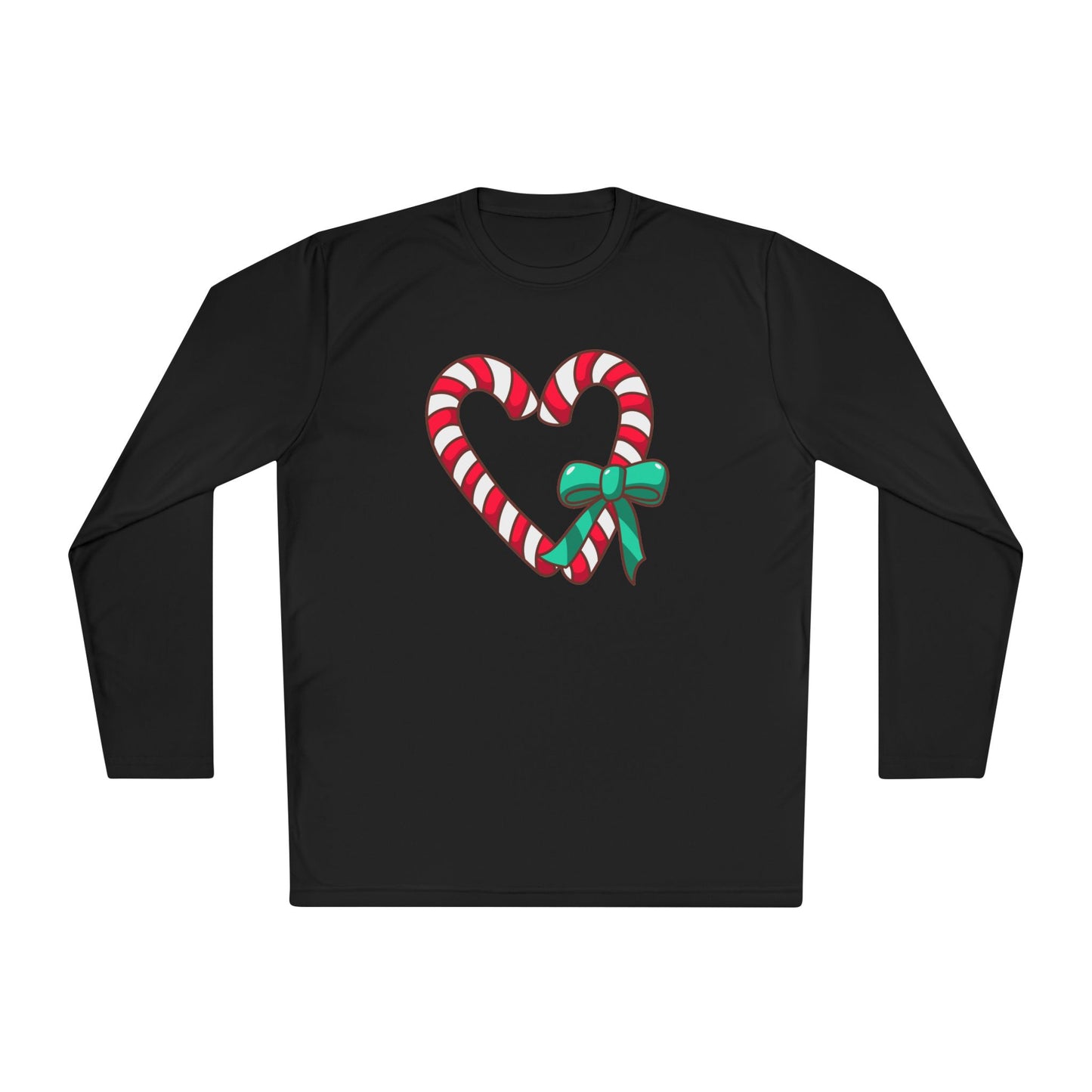 Candy Cane Heart Adult Long Sleeve Tee