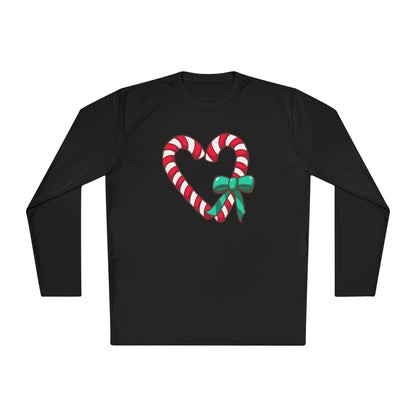 Candy Cane Heart Adult Long Sleeve Tee