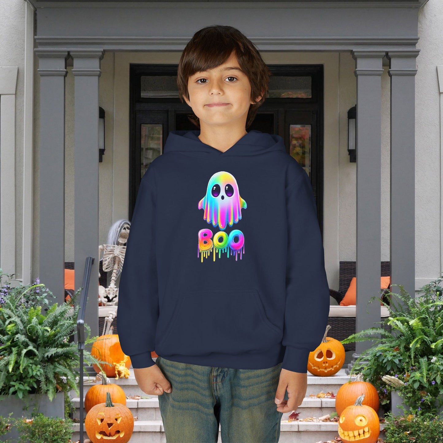 Neon Ghostly Boo Youth Heavy Blend Hoodie