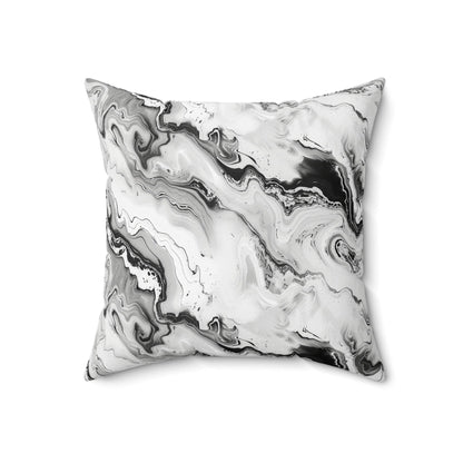 Frost Veil Marble Throw Pillow
