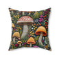 Whimsical Woodland Mushrooms Throw Pillow