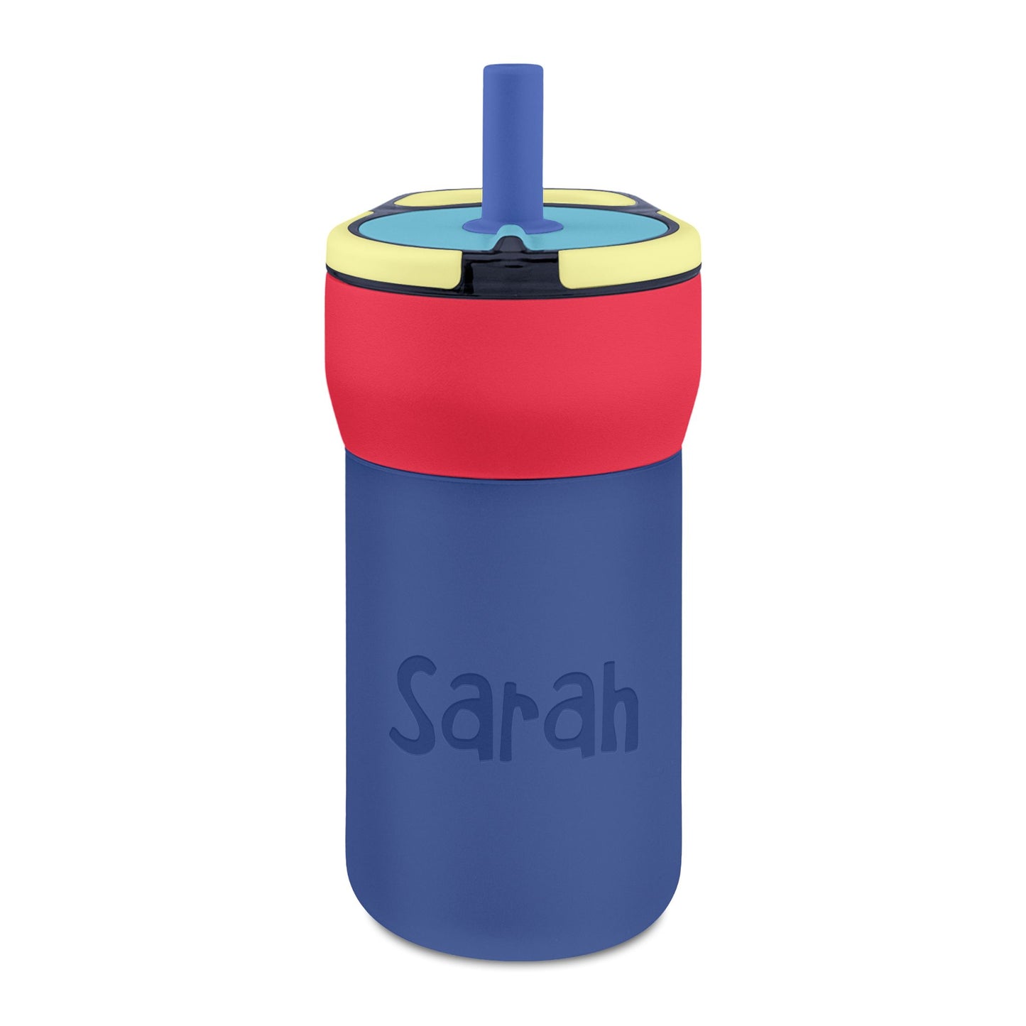 Personalized Kids 12oz Leakproof Straw Tumbler — Engraved Name Water Bottle