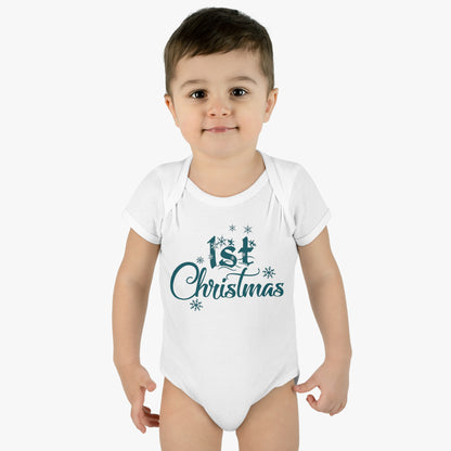 1st Christmas Infant Baby Rib Bodysuit