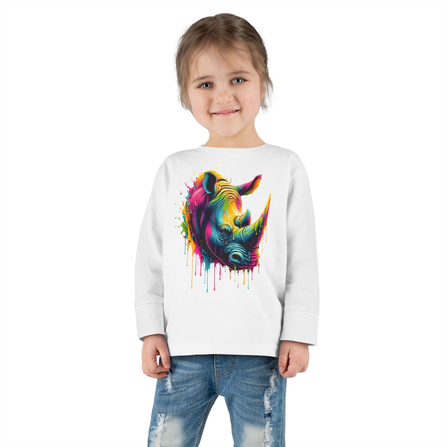 Colorful Rhino Toddler Long Sleeve Tee