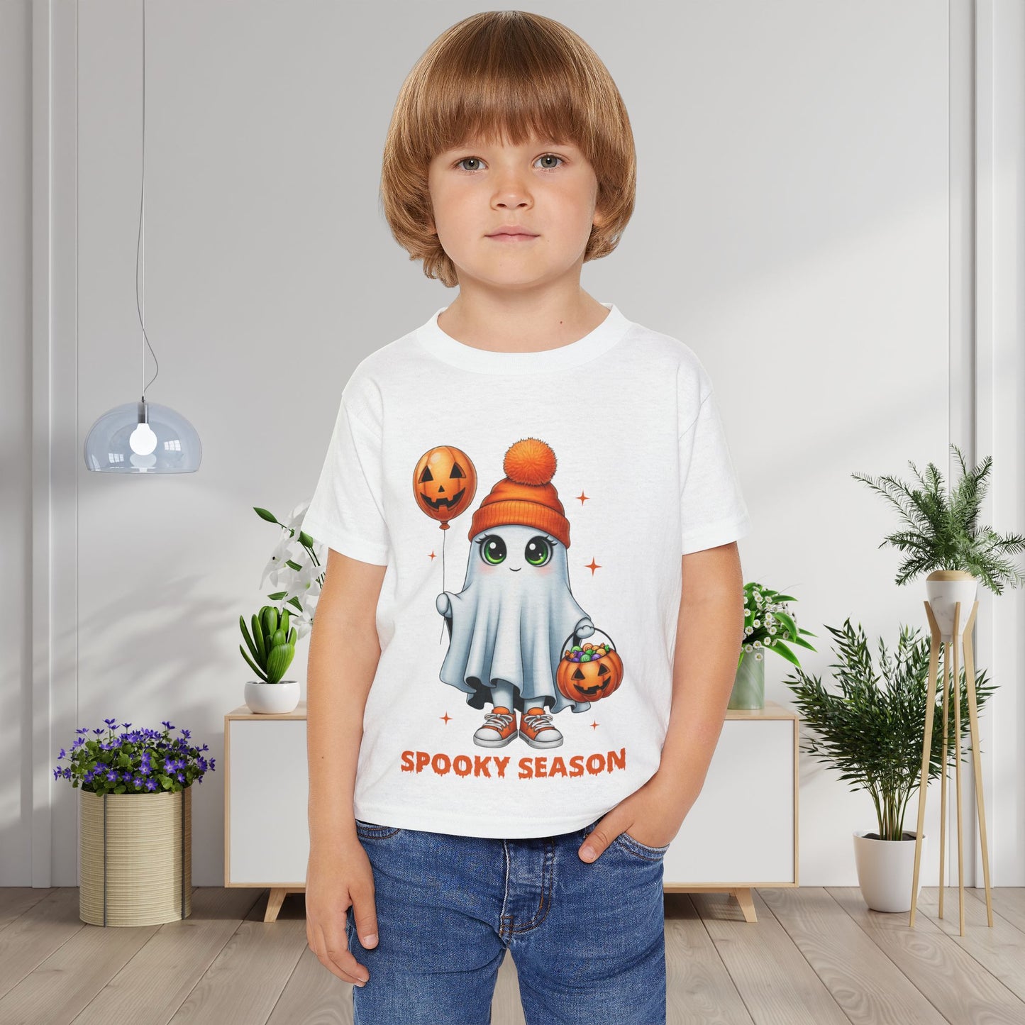 Spooky Season Ghost Trick-or-Treater Heavy Cotton™ Toddler T-shirt