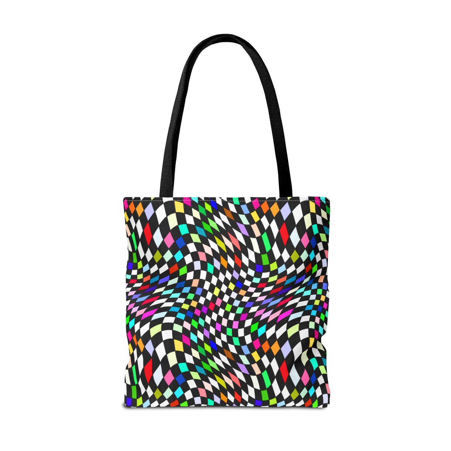 Warped Colorful Checkered Canvas Tote Bag