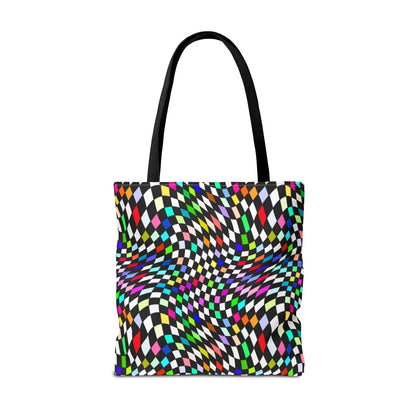 Warped Colorful Checkered Canvas Tote Bag
