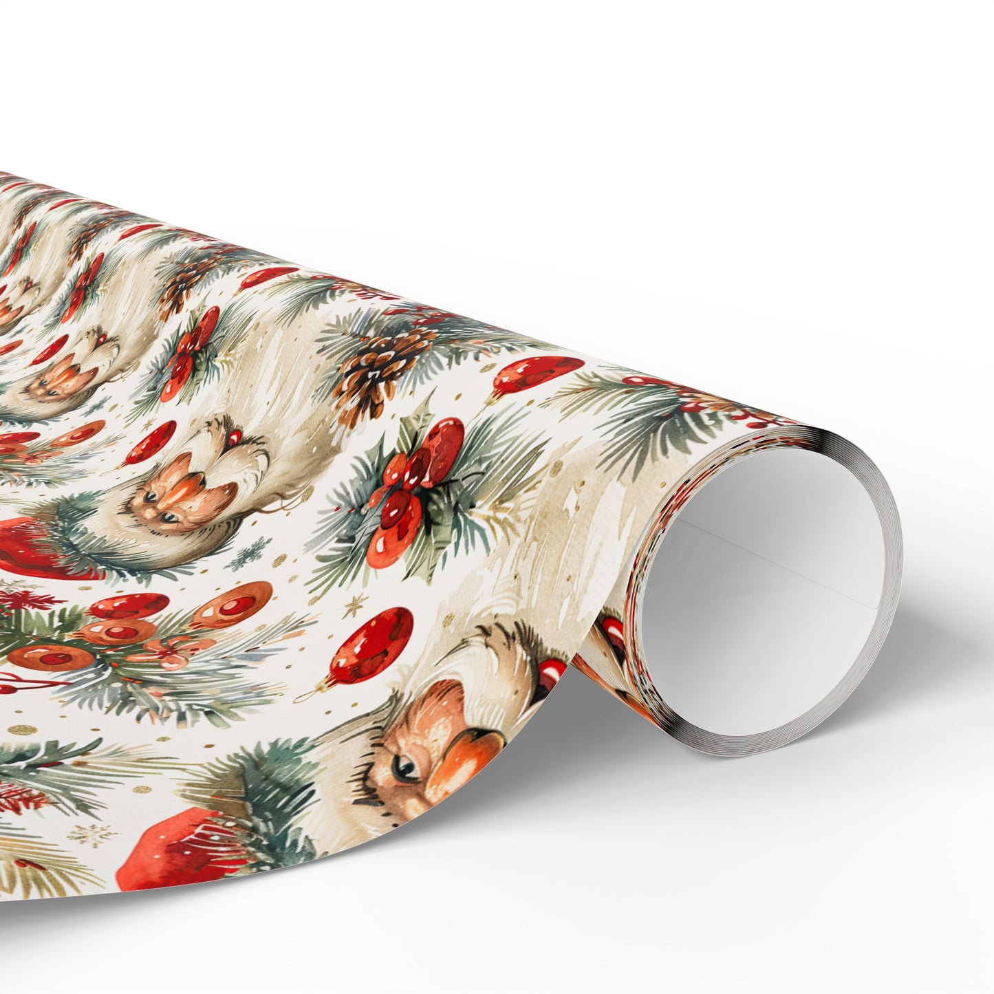 Festive Santa & Holly Blooms Wrapping Paper