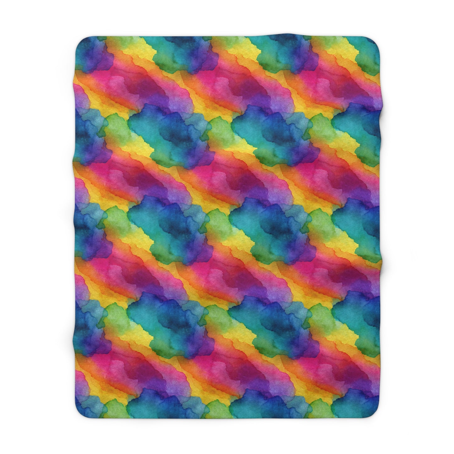 Rainbow Watercolors Fleece Blanket
