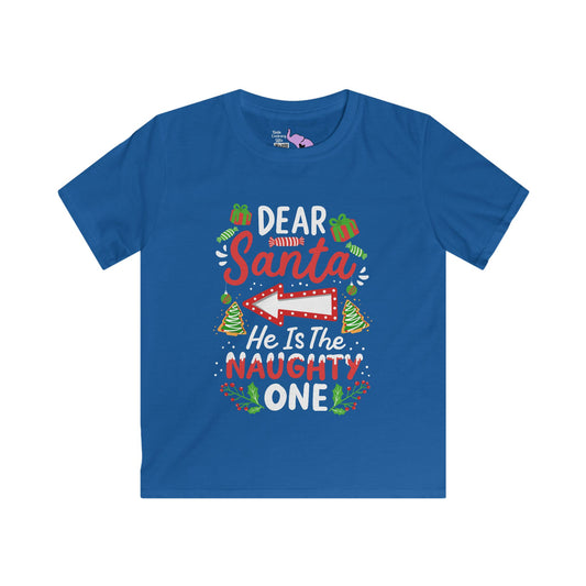 Dear Santa He's The Naughty One Kids Softstyle Tee