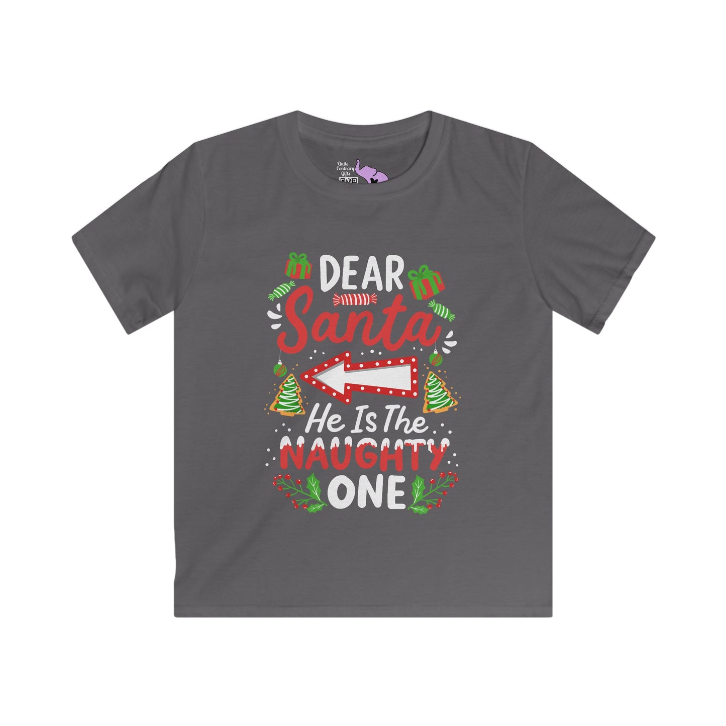 Dear Santa He's The Naughty One Youth Softstyle Tee