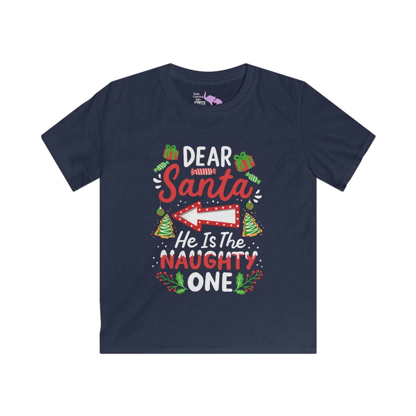 Dear Santa He's The Naughty One Youth Softstyle Tee