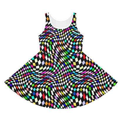 Warped Colorful Checkered Girls Sundress